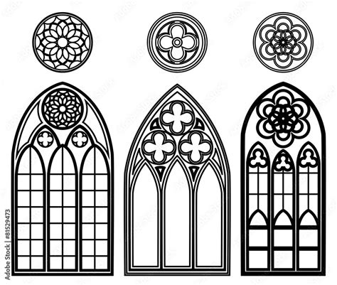 Gothic windows of cathedrals Stock Vector | Adobe Stock