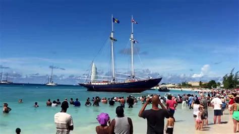 Launching of the schooner SV Ruth, Brownes beach, Barbados. - YouTube