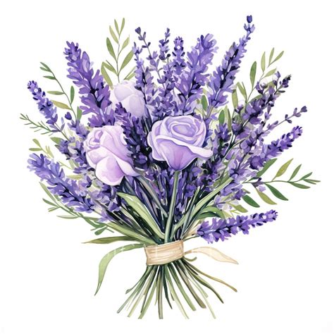 Lavender Clipart, Lavender Flower Clipart, Bridal Bouquet, Watercolor ...