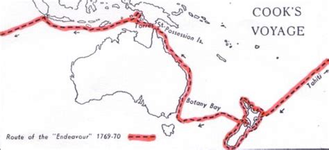 an old map shows the route of cook's voyage