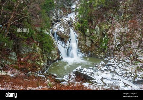 Bash Bish Falls in winter. Located in Bash Bish Falls State Park, in ...