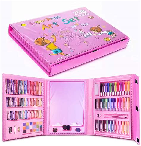 208 Pcs Art Set, Art Kit Sketching and Drawing Handle Art Box with Oil Pastels, Crayons, Colored ...