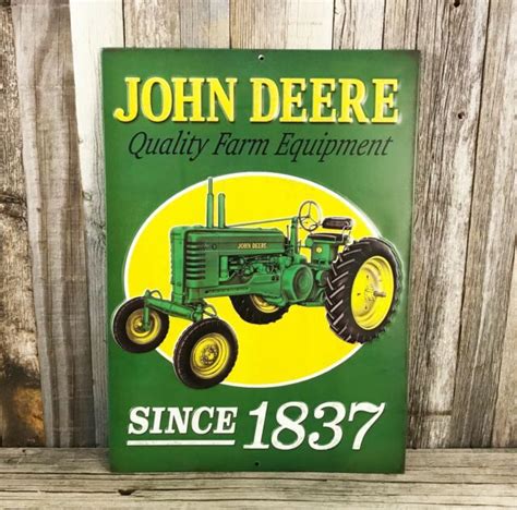 John Deere Tractors Since 1837 14" Embossed Metal Tin Sign Vintage Farm Barn New | eBay