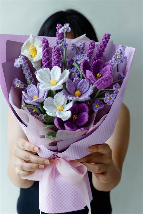 Lavender and Gesang Flower Bouquet Kit-with PDF pattern - Hookok