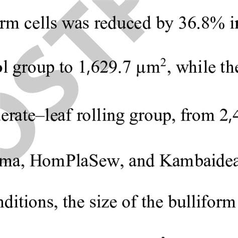 b. Bulliform cells in rice leaves vary in size and density, leading to ...