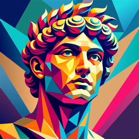 Premium Vector | Portrait sculpture of an abstract greek philosopher in a polygonal style vector ...
