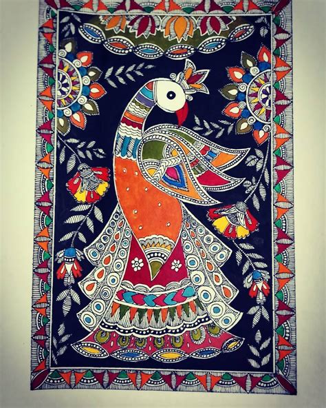 Peacock Madhubani Paper Painting madhubani Indian art | Etsy