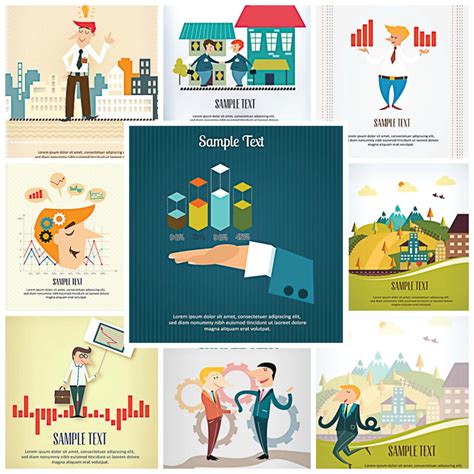 Flat cartoon business cards set | Free download