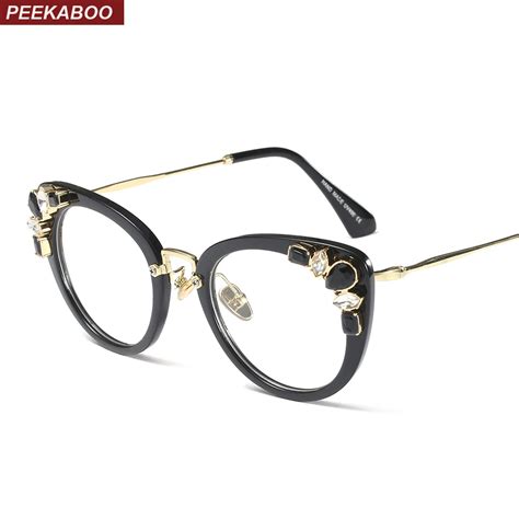 Peekaboo transparent crystal cat eye glasses frames for women designer ...