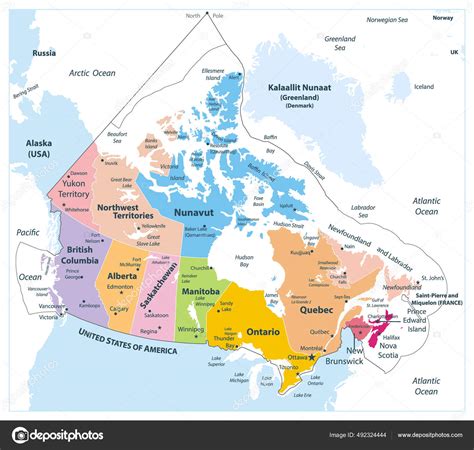 Canada Detailed Political Map Isolated White Regions Provinces Highly ...