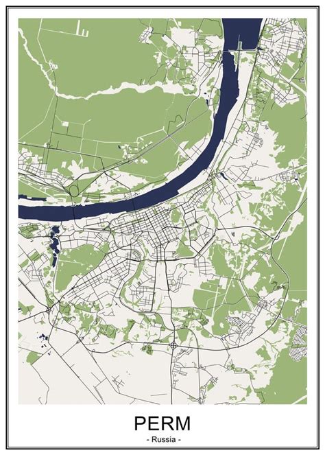 Map of the City of Perm, Russia Stock Illustration - Illustration of ...