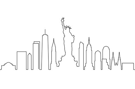 New York Skyline Silhouette Outline