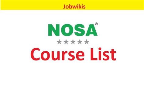 NOSA courses price list 2024 | NOSA training schedule 2024 | Training ...