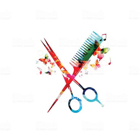 Colorful comb and scissors design | Cosas de peluqueria, Disenos de unas, Ideas de peluquería