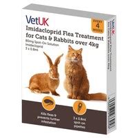 VetUK 80mg Imidacloprid Flea Treatment for Cats and Rabbits over 4kg (3 Pipettes) big image