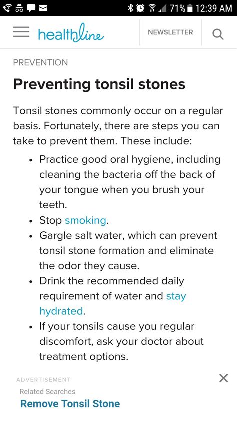 Tonsil stone prevention