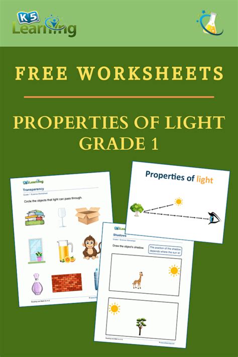 Properties of Light Worksheets for Grade 1 Students | K5 Learning