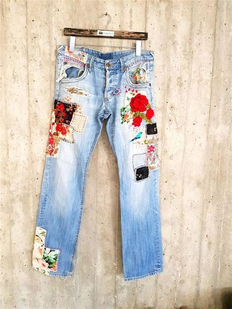 Patched Denim / Patched Jeans / Reworked Vintage Jeans With Patches ...