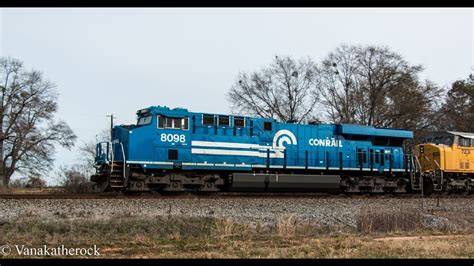 NS 8098 "Conrail" unit leads train 335 north - YouTube