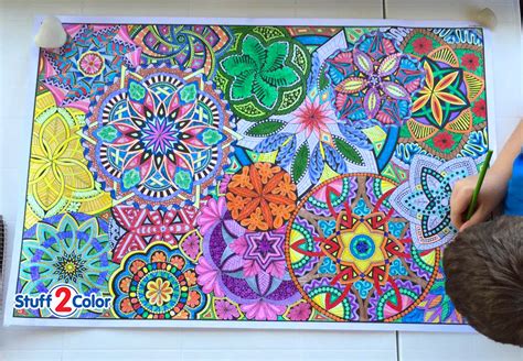 Giant Coloring Poster Mandala Madness - Huge Coloring for Kids and ...