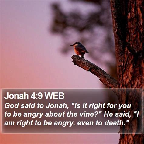 Jonah 4:9 WEB - God said to Jonah, "Is it right for you to be