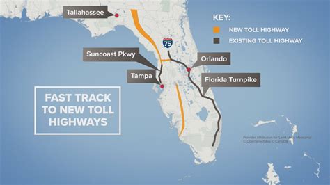 Three new toll routes are planned for Florida: 1) new road from Polk to ...