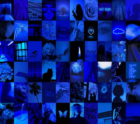 Dark Blue Aesthetic Wall Collage Kit Blue Boujee Wall | Etsy