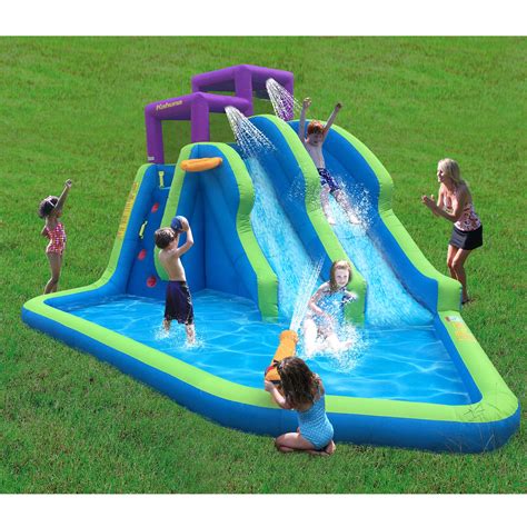 Kahuna Twin Falls Outdoor Inflatable Splash Pool Backyard Water Slide Park | eBay