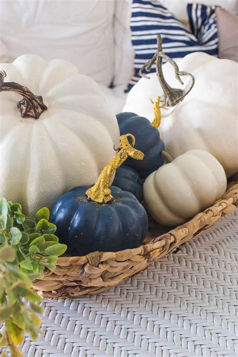 40+ Gorgeous Navy Blue Wedding Party Decoration Ideas | Blue fall decor, Faux pumpkins, Blue ...