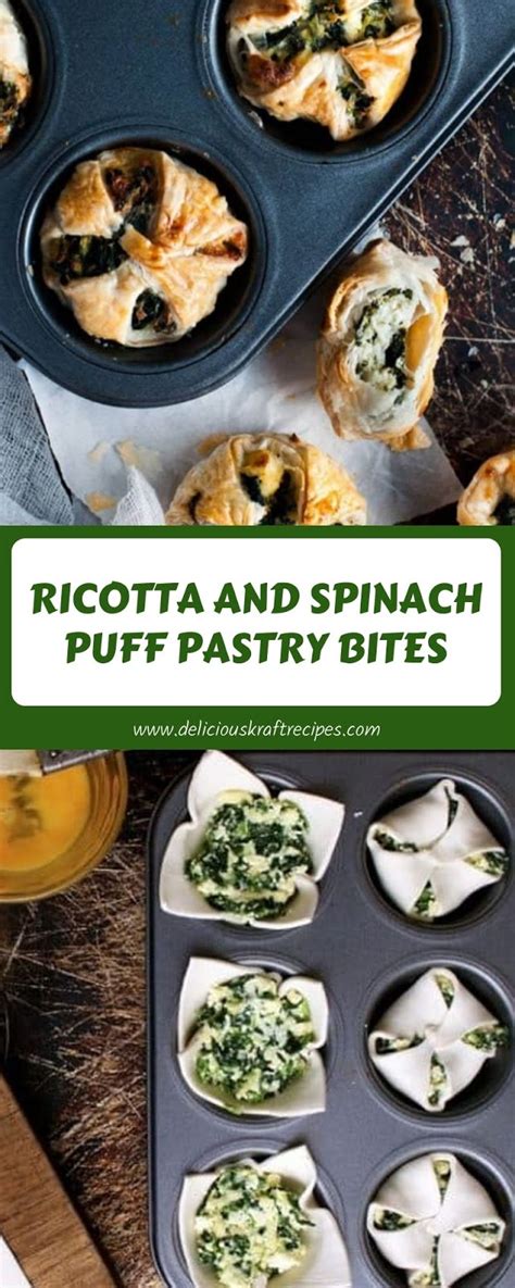 RICOTTA AND SPINACH PUFF PASTRY BITES | Spinach puff pastry, Spinach puff, Kraft recipes