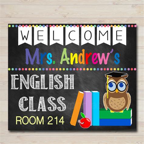 English Teacher Classroom Door Sign | TidyLady Printables