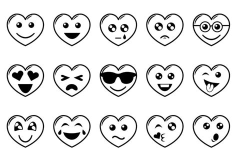 Line art hearts emoticon