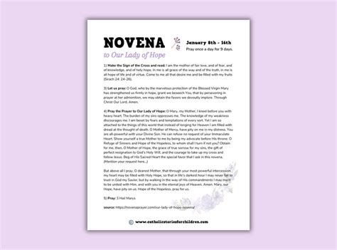 Novena to Our Lady of Hope Instant Download Catholic Gifts Catholic ...