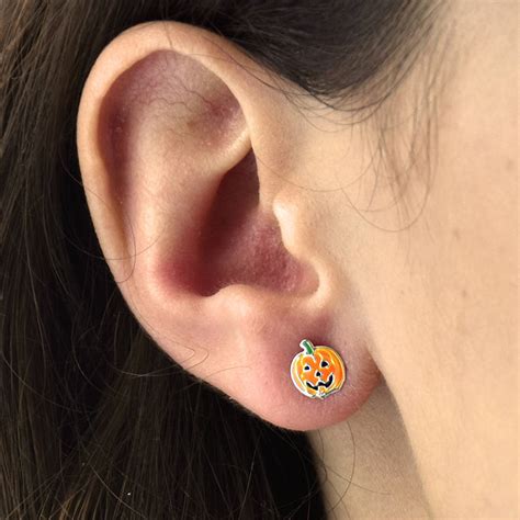 pumpkin halloween sterling silver stud earrings by ellie ellie | notonthehighstreet.com