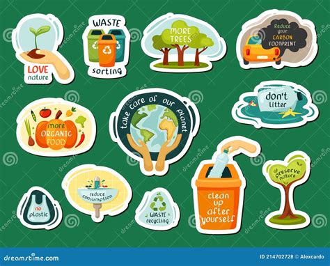 Stickers For Recycling Trash Bins Vector Illustration Isolated On White ...