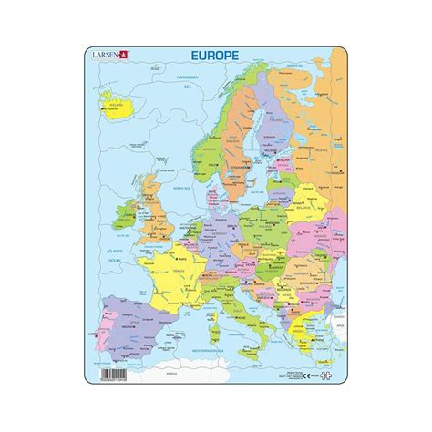 Puzzle maxi Harta politica a Europei, orientare tip portret, 37 de piese, Larsen - eMAG.ro