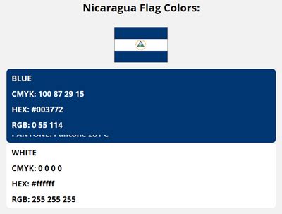 Nicaragua Flag Colors | HEX, RGB, CMYK, PANTONE COLOR CODES OF SPORTS TEAMS