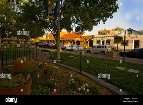 Shops alongside the Old Town Plaza in historic Old Town Albuquerque New Mexico Stock Photo - Alamy