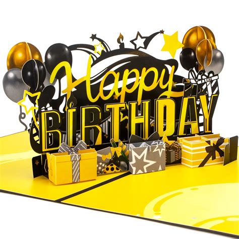 Buy RibbliBirthday Cards Pop Up Birthday Card Happy Birthday Card 3D Black and Gold Birthday ...