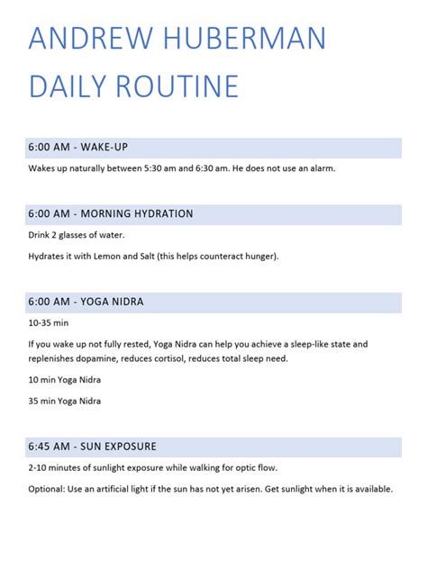 Andrew Huberman Daily Routine PDF | PDF