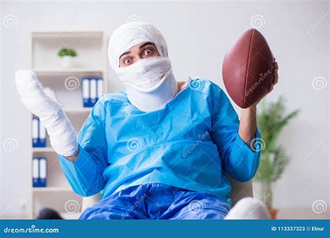 The Injured American Football Player Recovering in Hospital Stock Image - Image of broken ...