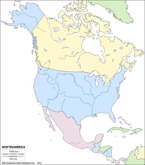 Mapa mudo de America del Norte