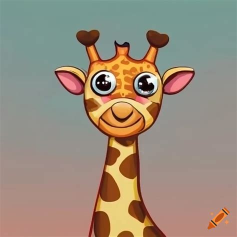 Cute cartoon giraffe with a smile on Craiyon