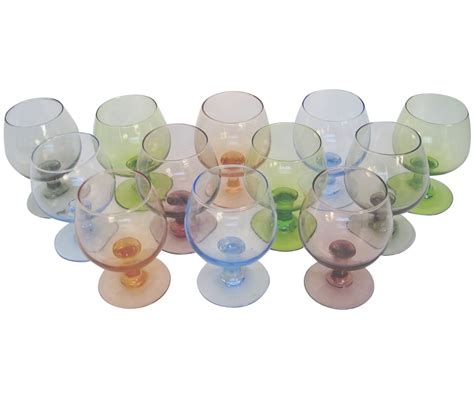 Vintage Multicolored Brandy Glasses - Set of 12 | Chairish