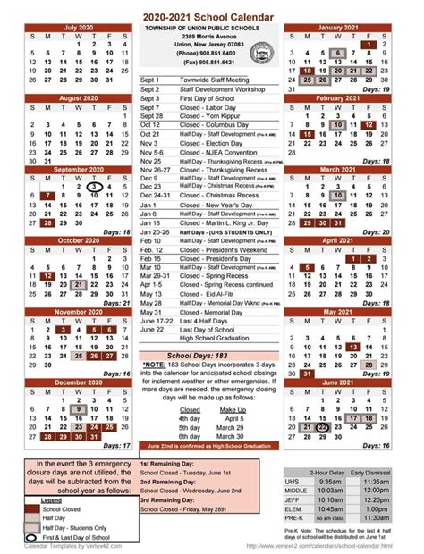 Union 2020-2021 School Calendar Released; First Day - Sept. 3 | TAPinto