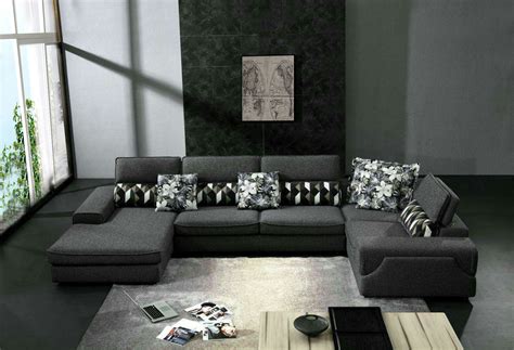 Modern Black Fabric Modular Sectional Living Room Sofa