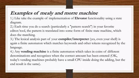 Applications of Mealy & Moore Machine | PPT