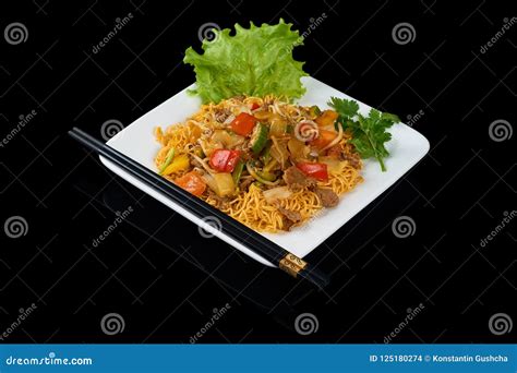 Mi Xao stir-fried noodles stock photo. Image of cuisine - 125180274