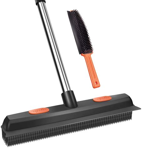 Buy Conliwell Rubber Broom Carpet Rake for Pet Hair Remover, Fur Remover Broom with Squeegee ...