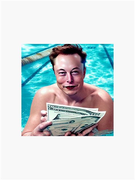 "elon musk swimming in a pool with a lot of dollar bills all around him ...